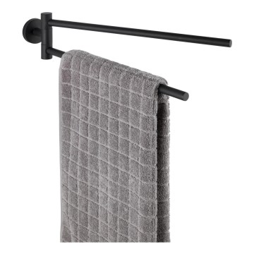 WENKO 24238100-Handdukshållare BOSIO BLACK 5,5x43 cm rostfritt stål/silverfärgad