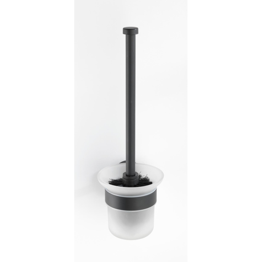 WENKO 24243100-WC toalettborste BOSIO BLACK 10x35 cm rostfritt stål/silverfärgad/satinerad