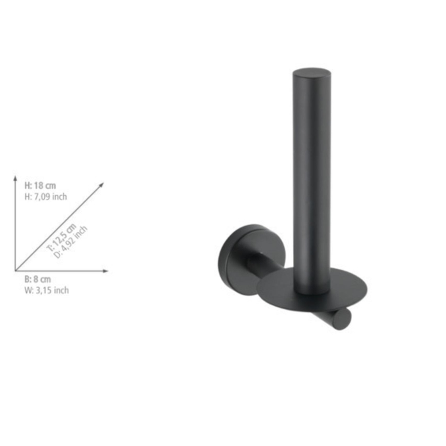 WENKO 24262100-Toalettpappershållare BOSIO BLACK 8x18 cm rostfritt stål/silver