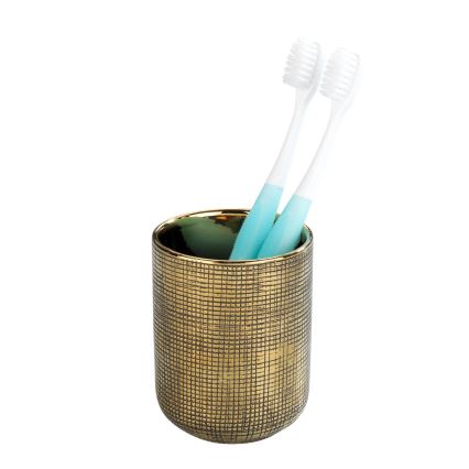 WENKO 24400100 - Tandborstmugg RIVARA 7,5x9,5 cm guldfärgad