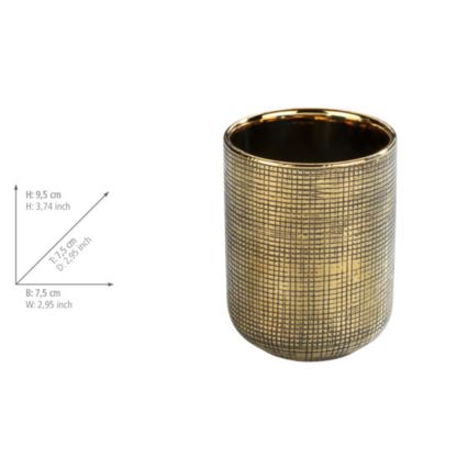 WENKO 24400100 - Tandborstmugg RIVARA 7,5x9,5 cm guldfärgad