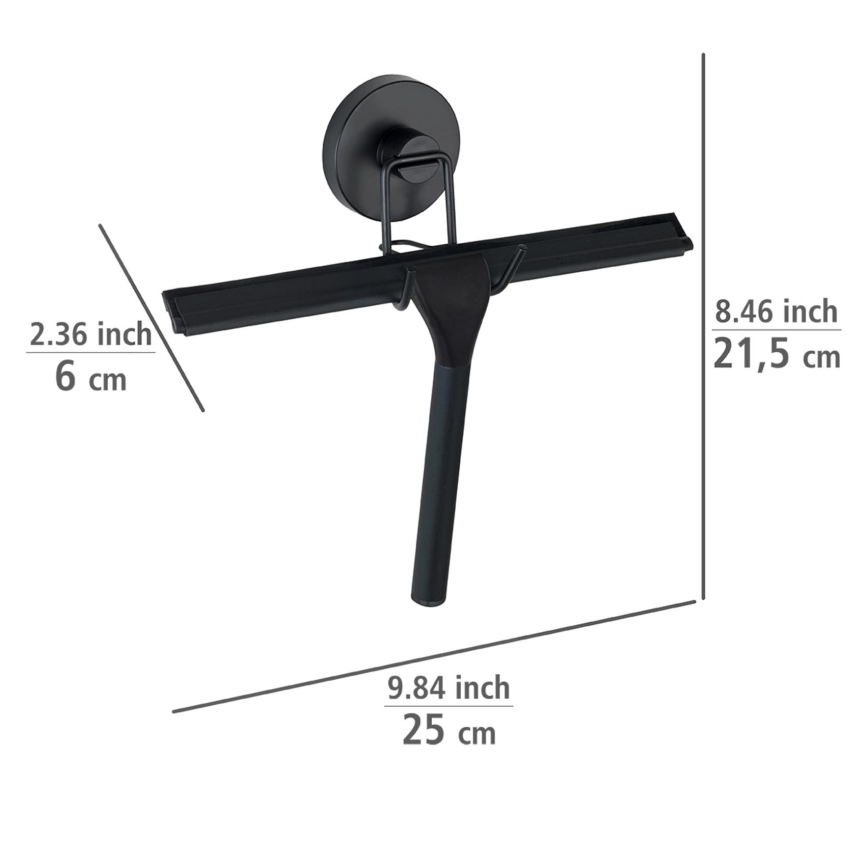 WENKO 24731100-Duschskrapa VACUUM-LOC RUND SCHW 24,5x25 cm svart