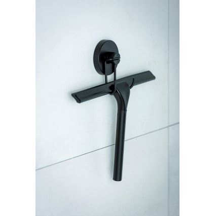 WENKO 24731100-Duschskrapa VACUUM-LOC RUND SCHW 24,5x25 cm svart