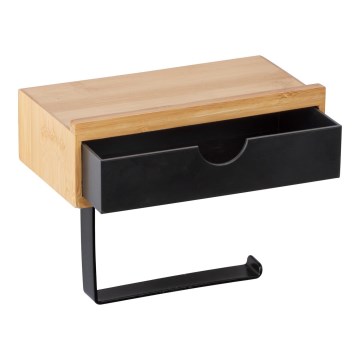 WENKO 24754100 - Toalettpappershållare BAMBUSA 18,5x14 cm brun/svart
