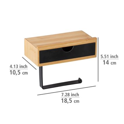 WENKO 24754100 - Toalettpappershållare BAMBUSA 18,5x14 cm brun/svart