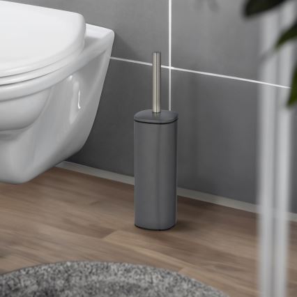 WENKO 24777100 - WC-set ALASSIO 9,3x39,2 cm rostfritt stål/grå