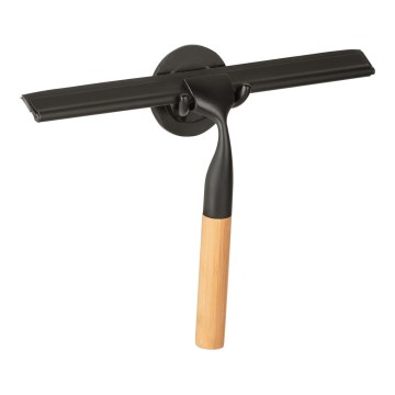 WENKO 24834100 - Bambu-gummiskrapa 24,5x17 cm rostfritt stål/svart/brun