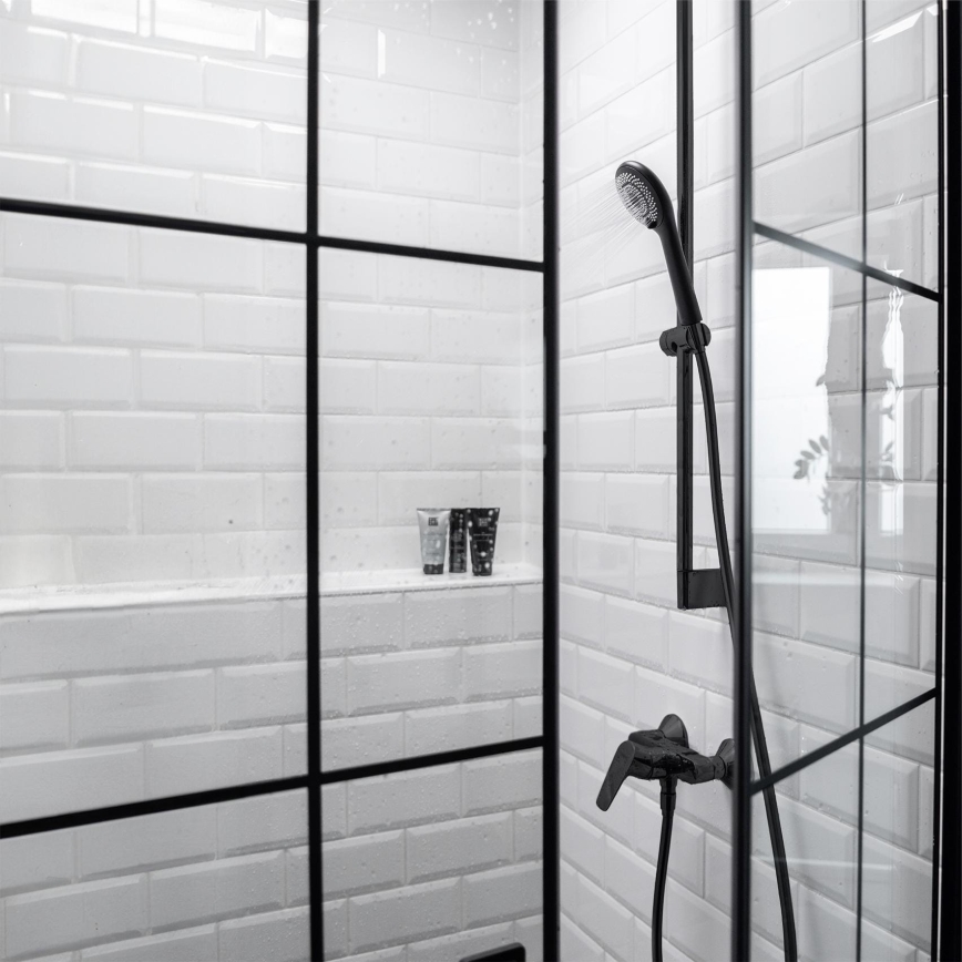 WENKO 24924100 - Duschhuvud Vattenbesparande system 11x11 cm svart