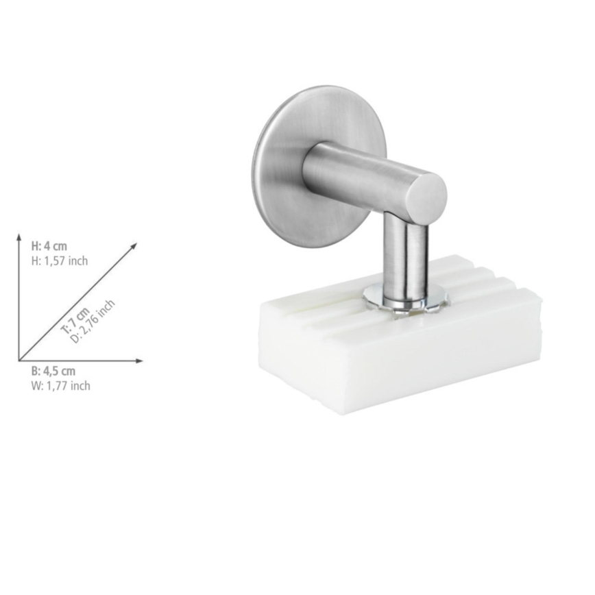 WENKO 24971100-Tvålhållare TURBO-LOC 4,5x7 cm silverfärgad