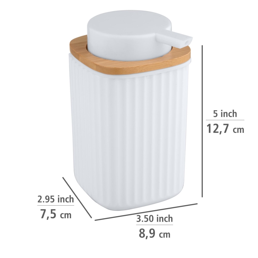 WENKO 25294100 - Tvåldispenser ROTELLO 8,9x12,7 cm vit/brun