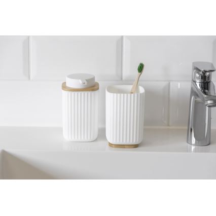 WENKO 25294100 - Tvåldispenser ROTELLO 8,9x12,7 cm vit/brun