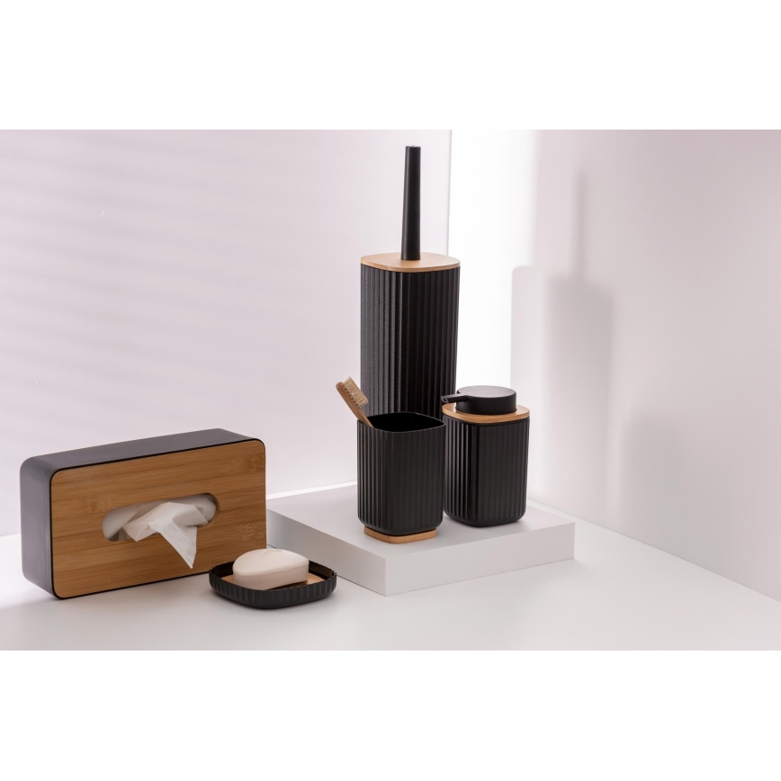 WENKO 25298100 - Tvåldispenser ROTELLO 8,9x12,7 cm svart/brun