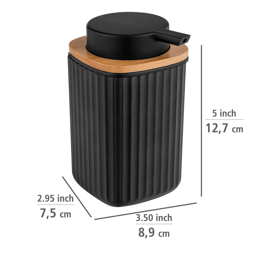 WENKO 25298100 - Tvåldispenser ROTELLO 8,9x12,7 cm svart/brun