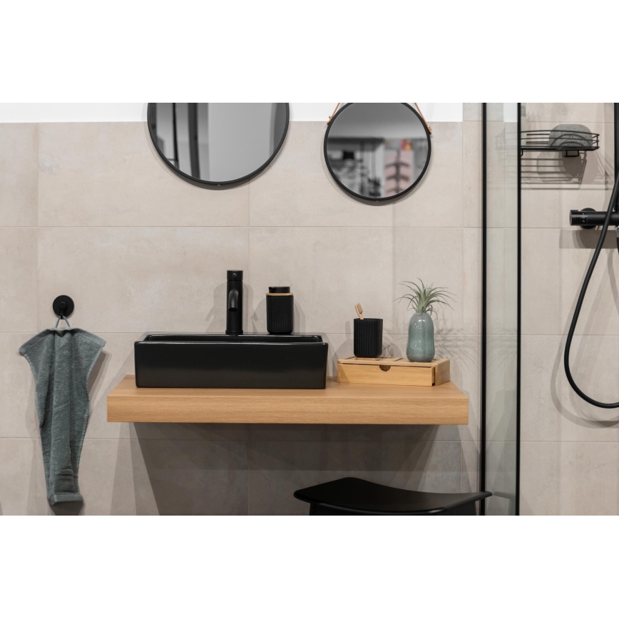 WENKO 25298100 - Tvåldispenser ROTELLO 8,9x12,7 cm svart/brun