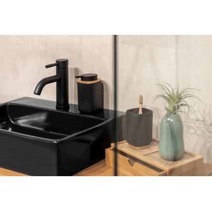 WENKO 25298100 - Tvåldispenser ROTELLO 8,9x12,7 cm svart/brun