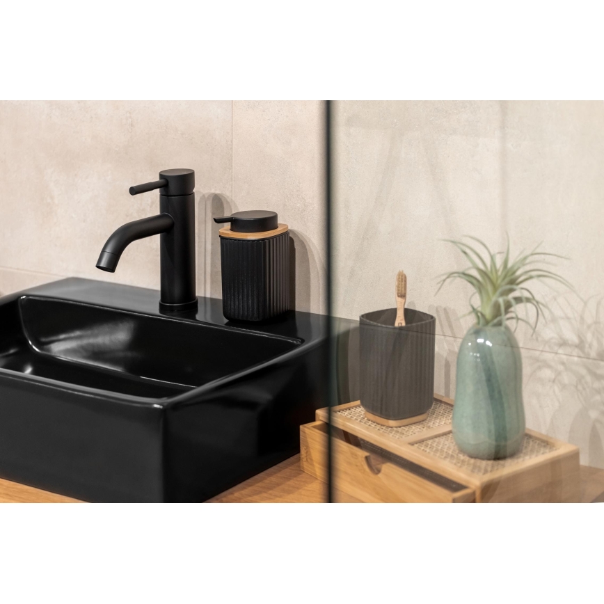 WENKO 25298100 - Tvåldispenser ROTELLO 8,9x12,7 cm svart/brun