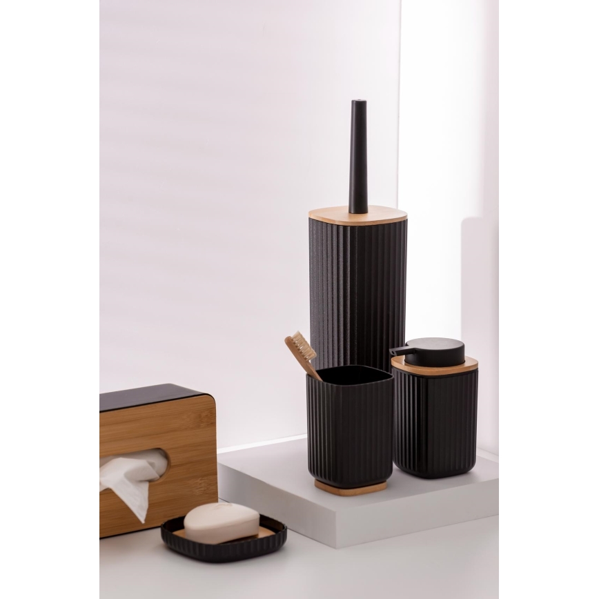 WENKO 25304100 - WC-set ROTELLO 10x36 cm svart/brun