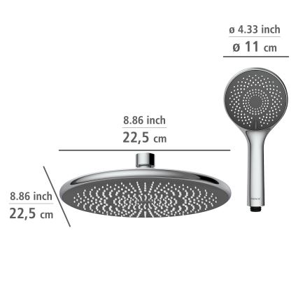 WENKO 25310100 - Duschset WATERSAVING SYSTEM, rostfritt stål/blank krom