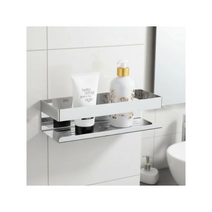 WENKO 25413100-Hylla TURBO-LOC GENOVA SHINE 30x10,5 cm silver