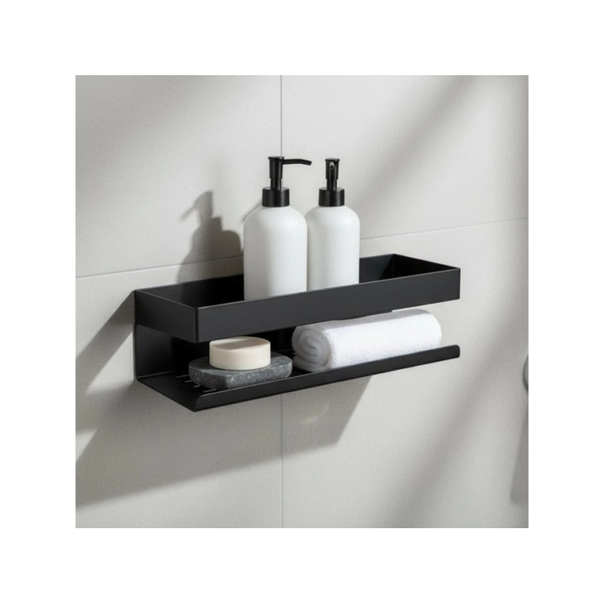 WENKO 25557100-Hylla GENOVA 30x10,5 cm svart