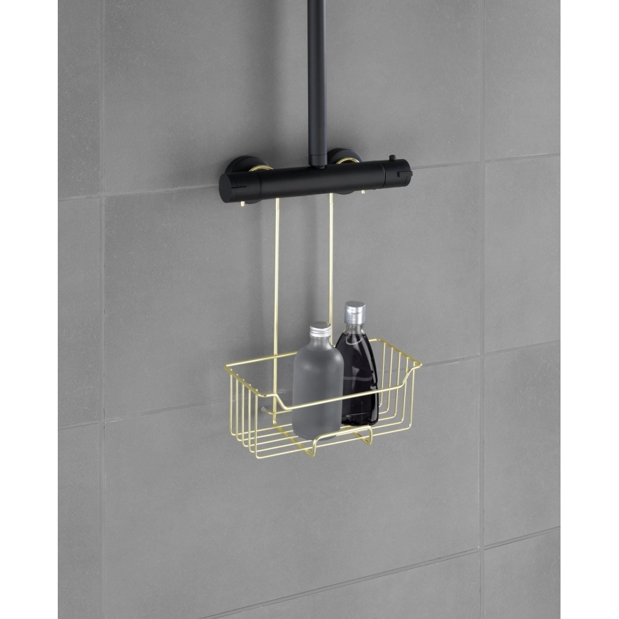 WENKO 25937100 - Duschkorg MILO 25 x 36 cm, rostfritt stål/guld/genomskinlig