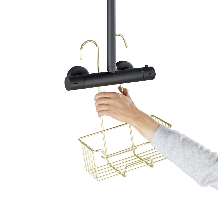 WENKO 25937100 - Duschkorg MILO 25 x 36 cm, rostfritt stål/guld/genomskinlig