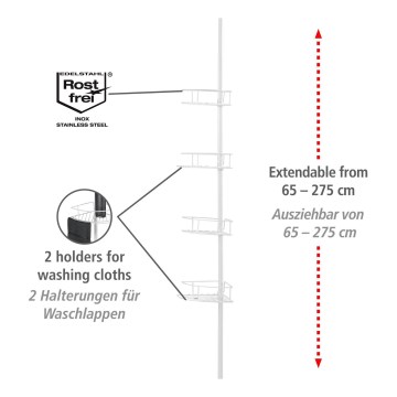 WENKO 26015100 - Hörnhylla DOLCEDO 31x230 cm rostfritt stål/vit