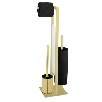 WENKO 26034100 - WC-set RIVALTA 18x70 cm rostfritt stål/guld/vit/svart