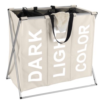 WENKO 3440113100 - Tvättkorg TRIO 63x57 cm beige/svart/silver