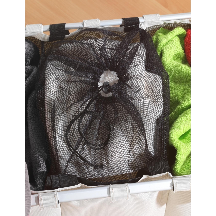 WENKO 3440113100 - Tvättkorg TRIO 63x57 cm beige/svart/silver