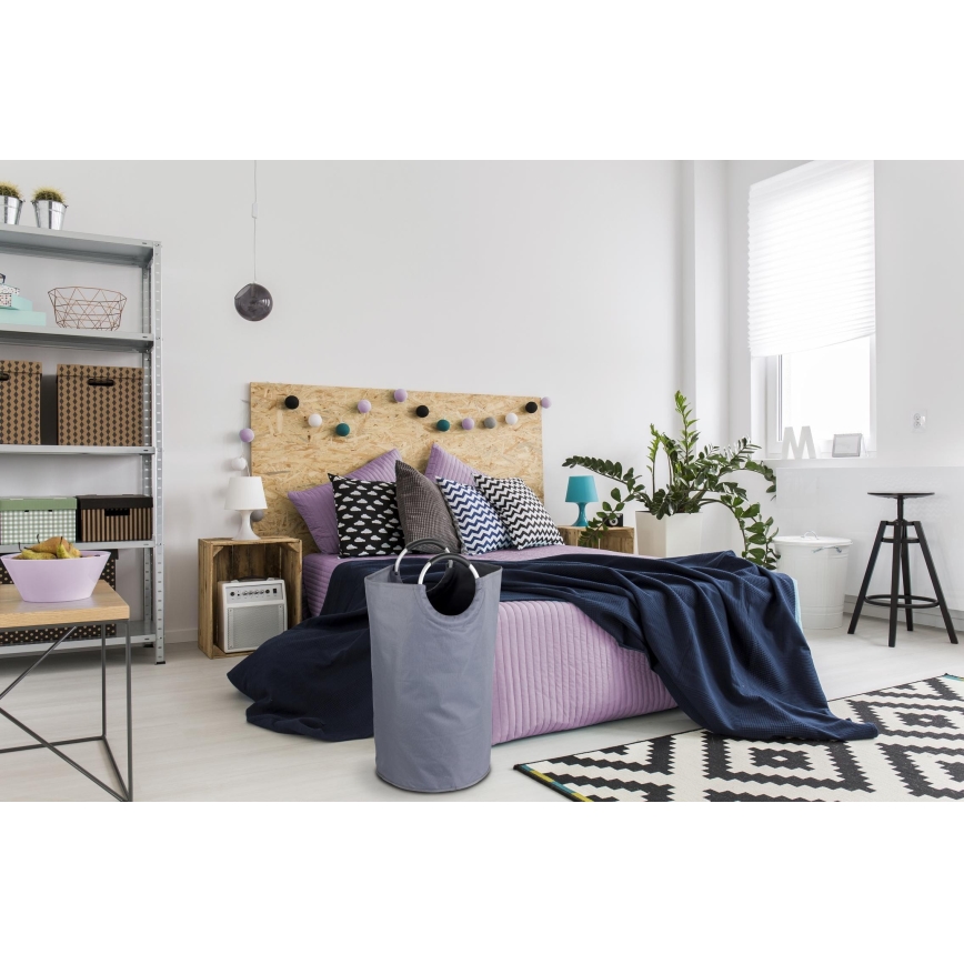 WENKO 3440803100 - Tvättkorg JUMBO 38x72 cm antracit/silver/svart