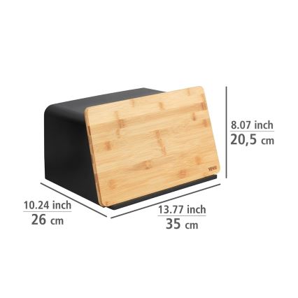 WENKO 54098100 - Brödlåda KUBO 35x26,5 cm svart/brun