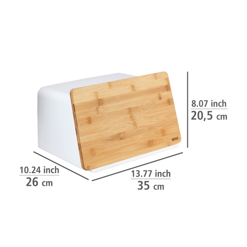 WENKO 54099100 - Brödlåda KUBO 35x26,5 cm vit/brun