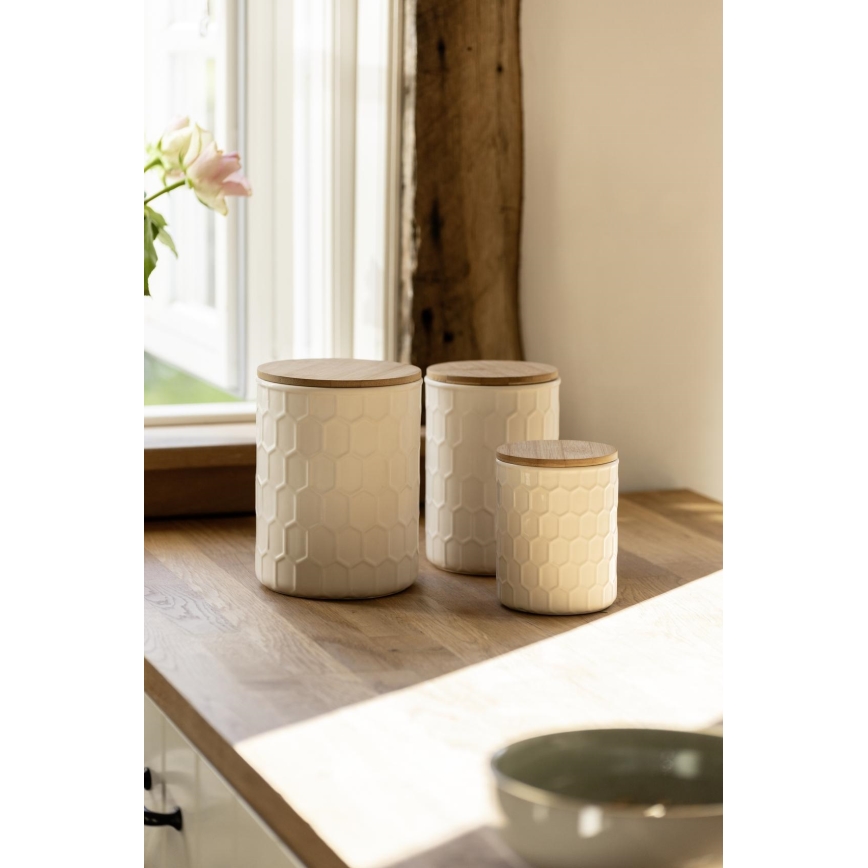 WENKO 54222100 - Förvaringsbox MAYA 13x17 cm vit/brun