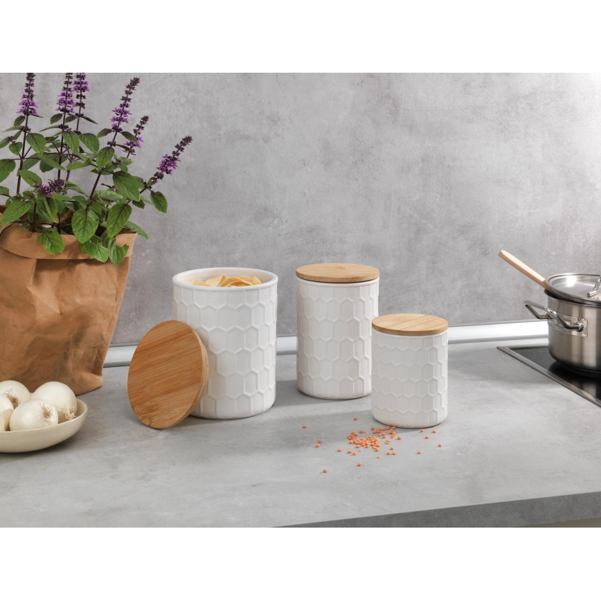 WENKO 54222100 - Förvaringsbox MAYA 13x17 cm vit/brun