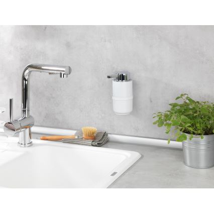 WENKO 54655100 - Tvålpump WOYA 250 ml vit/blank krom