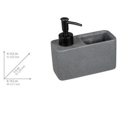 WENKO 54669100 - Tvåldispenser RESA 14,5x14,3 cm grå/svart