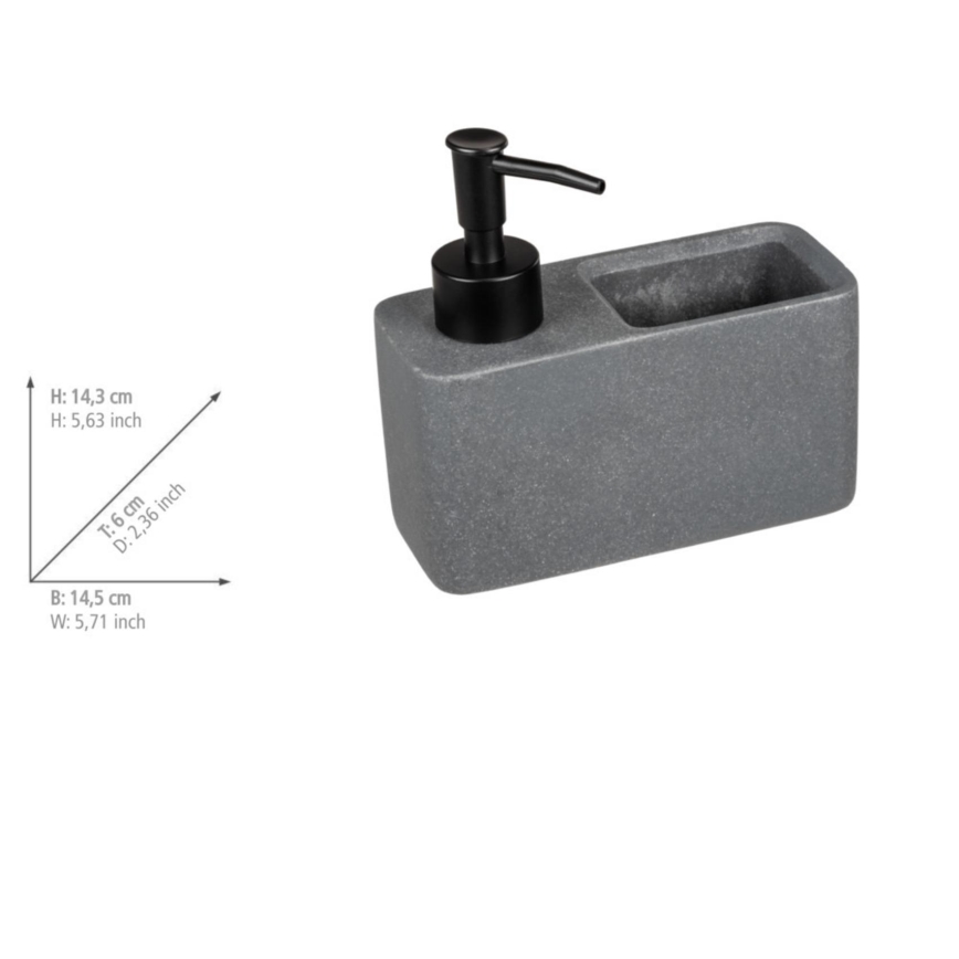WENKO 54669100 - Tvåldispenser RESA 14,5x14,3 cm grå/svart