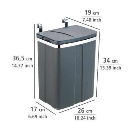 WENKO 54903100 - Dörrmonterad korg 26x36,5 cm grå/silver