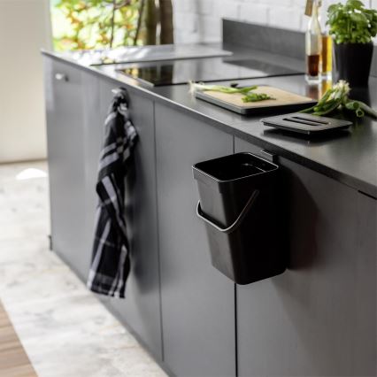 WENKO 55027100 - Avfallskorg BLACK OUTDOOR KITCHEN 19x24 cm svart/grå/genomskinlig