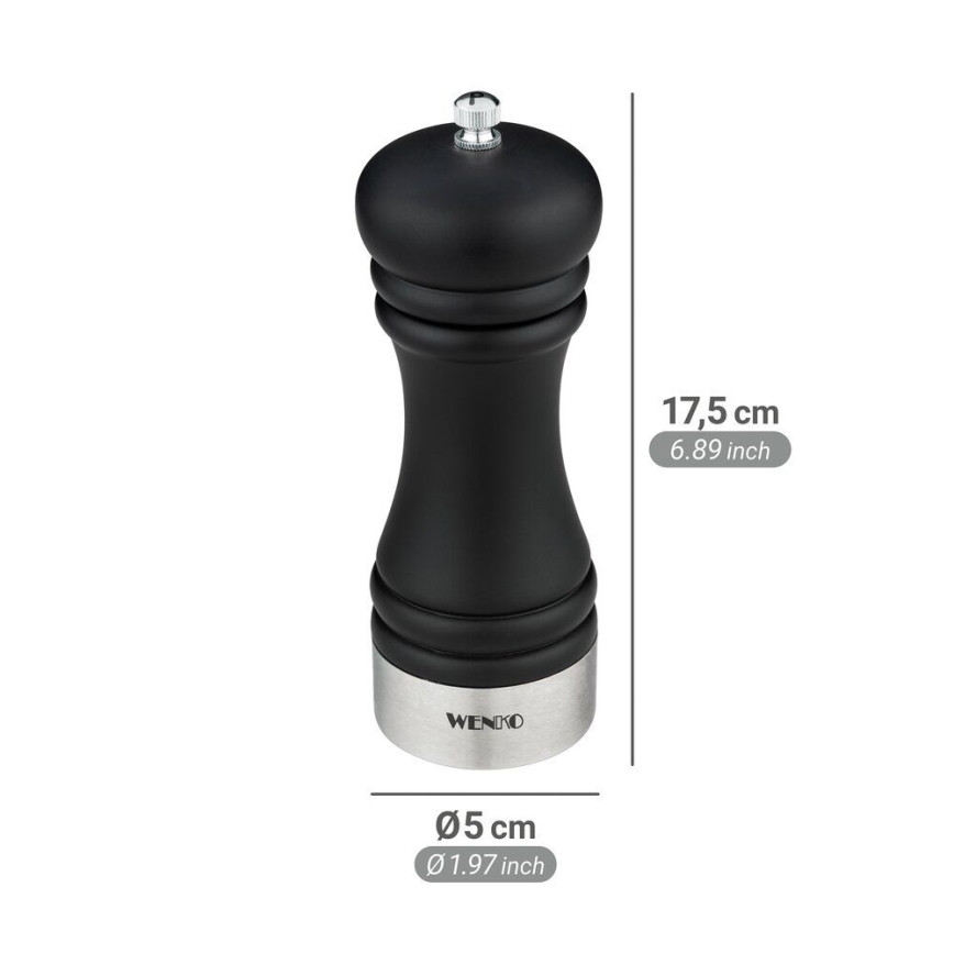 WENKO 55083100-Pepparkvarn BLACK OUTDOOR KITCHEN 5x17,5 cm svart/vit