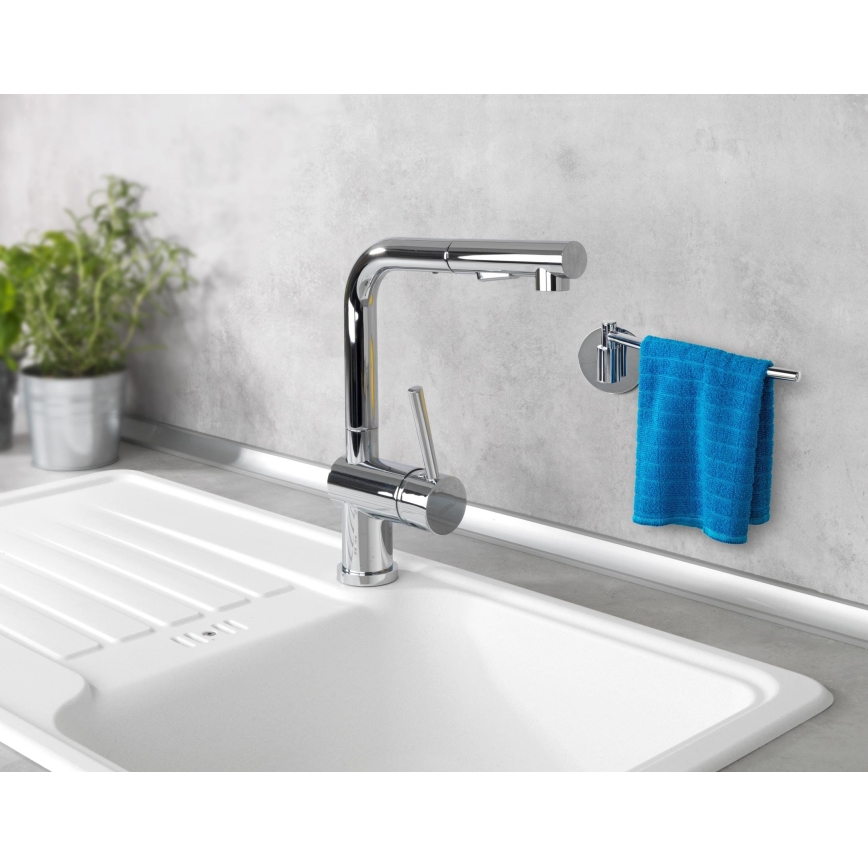 WENKO 5639100 - Kökshanddukshållare TURBO-LOC KÜCHE 23x6,5 cm rostfritt stål/silver