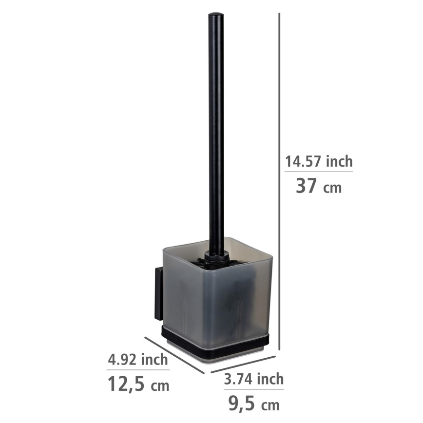 WENKO 71450800 - WC-set VACUUM-LOC QUADRO ED 9,5x37 cm svart