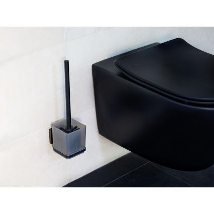 WENKO 71450800 - WC-set VACUUM-LOC QUADRO ED 9,5x37 cm svart