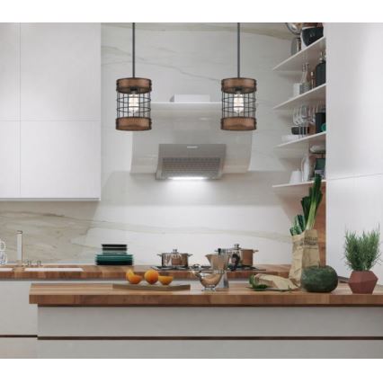 Westinghouse 61179 - Ljuskrona med textilsladd LANGSTON 1xE27/60W/230V barnwood