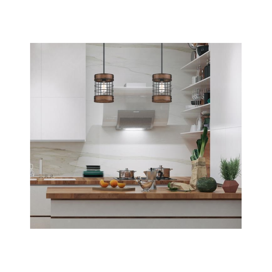 Westinghouse 61179 - Ljuskrona med textilsladd LANGSTON 1xE27/60W/230V barnwood