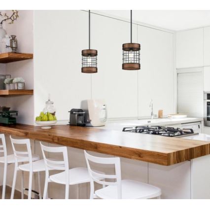 Westinghouse 61179 - Ljuskrona med textilsladd LANGSTON 1xE27/60W/230V barnwood