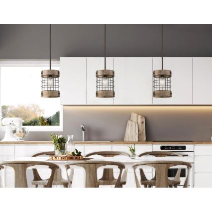 Westinghouse 61180 - Takpendel med sladd LANGSTON 1xE27/60W/230V Ø 19 cm furu