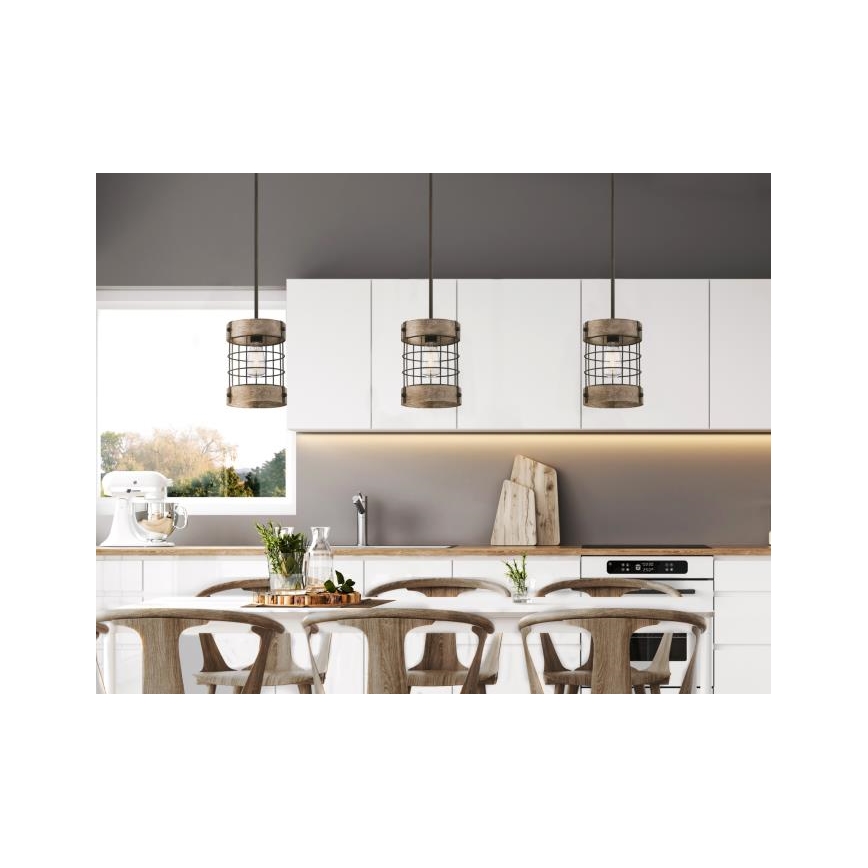 Westinghouse 61180 - Takpendel med sladd LANGSTON 1xE27/60W/230V Ø 19 cm furu
