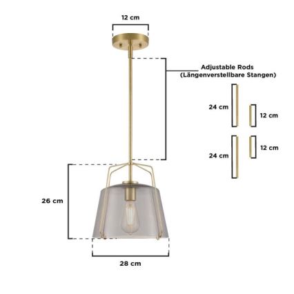 Westinghouse 61251 - Pendelkrona HALLEIN 1xE27/60W/230V